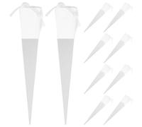 10pcs Single Roses Flower Box Cone Flower Bouquet Wrapping Paper Rose Packaging Bag DIY Holder for Valentines Day Wedding Birthday without (White)