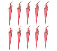 10pcs Single Roses Flower Box Cone Flower Bouquet Wrapping Paper Rose Packaging Bag DIY Holder for Valentines Day Wedding Birthday without (Red)