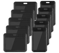 10Pcs Sliding ID Badge Holder, Plastic Card Case Protector Pouch, 5 Vertical + 5 Horizontal, Id Card Holder Hard for Office School Proximity Key Cards Driver’s Licenses Passes