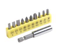 10Pcs Slotted Cross Screwdriver Bit Set, 60mm Extension Rod Carbon Steel Drill Adapter, Rechargeable Drill Connecting Rod for DIY Woodworking