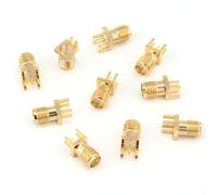 10pcs SMA Female Jack Solder Attachment, Durable Brass SMA Female Bases Multi-purpose PCB Mount Plug for Wireless Devices