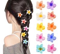 10Pcs Small Flower Hair Claw Clips for Women and Girls, Mini Hawaiian Hibiscus Claw Clips, Summer Hair Accessories for Thick, Thin, Curly Hair, for All Hairstyles