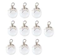 10Pcs Small Glass Bottle Wishing Jars With Silver Flower Hat For Craft Jewelry Crafting And Decoration Daily Use Fashion Jewelry Parts