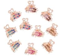 10pcs Small Hair Claw Clip Rhinestone Zinc Alloy Butterfly | Mini Catch Barrette, Heart and Leaves Shapes, Sweet Graceful Style for Baby and Boys and Girls