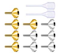 10Pcs Small Metal Funnel Gold Silver Funnel with 2pcs Pipette Funnel for Filling Small Bottles Filling Funnel