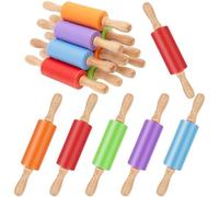 10Pcs Small Rolling Pin, 23cm Silicone Rolling Pins Wooden Rolling Pins Non Stick Mini Baking Pin with Wooden Handle for Home Kitchen(5 Colors)