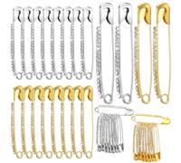 10Pcs Small Safety Pins For Clothes, Large Safety Pins, Decorative Rhinestone Pin, Gold & Silver Plated Crystal Brooch Pin for Women, Sweater Sock Charm for Cloth, Hats, Shawl