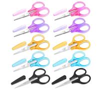 10pcs Small Scissors Detail Mini Scissors with Cover Stainless Steel Craft Scissor Bulk Portable Sharp Fabric Scissor with Cap for Paper Sewing Crafting Embroidery Quilting Knitting