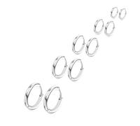 10PCS Small Silver Hoop Earrings for Women and Men, Small silver hoops Set, Mens Silver Earrings Stack, Hypoallergenic - Jewelry Gifts (8/10/12/14/16mm)