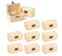 10Pcs Small Wooden Box for Craft: Unfinished Treasure Chests 9x5.5x5cm