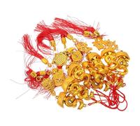 10Pcs Snake Pendant Golden Charm for Bonsai Door Handle Decor | Cotton Thread and Plastic Construction, Traditional Chinese Style, Festive Fortune Accent for Potted Plants, Shops and Malls
