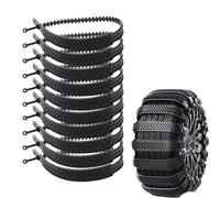 10Pcs Snow Chains Adjustable Anti-Skid Tire Chains For Car SUV Pickup Truck Reusable With Nylon Ice Breaking Teeth Winter Safety Mud Snow Tire Grips For 10inch Or Less Wheel Rims