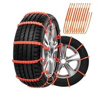10pcs Snow Chains For Cars, Car Snow Chains, Snow Socks For Tyres For Snow Nylon Ice Breaking Multi-Layer Teeth Winter Snow Tire Chains,Tire Socks, Tire width 145mm-295mm (red, 20)