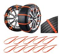 10PCS Snow Chains Reusable Anti-Slip Nylon Tire Grips With Multi-layer Teeth, Ice Breaking Winter Tyre Socks 90x2cm, Emergency Traction for Car SUV Motorhome Pickup Vans 14"-24" Rims 145mm-295mm