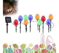 10Pcs Solar Easter Egg lights Outdoor Ornaments for The Garden, 3 Lighting Modes Solar Garden Ornaments, Outdoor Waterproof Colorful Solar Easter Lights for Garden Pathway Porch Easter Decorations (A)