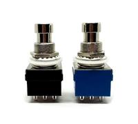 10PCS Soldering Pins Black/Blue Guitar Effects Pedal Box Stomp Latching 3PDT ON-ON Self-locking Foot Switch True Bypass(ST92L Black)