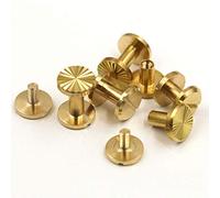 10pcs Solid Brass Binding Chicago Screws Nail Stud Rivets for Photo Album Leather Craft Studs Belt Wallet Fasteners 10mm Cap(10mm)