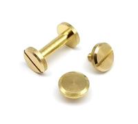 10pcs Solid Brass Copper Flat Round Head Stud Chicago Screw Rivet Post Nail For Leather Craft Wallet Bag Belt Strap Repair DIY(Flat head,6mm)
