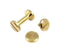 10pcs Solid Brass Copper Flat Round Head Stud Chicago Screw Rivet Post Nail For Leather Craft Wallet Bag Belt Strap Repair DIY(Flat head,13mm)