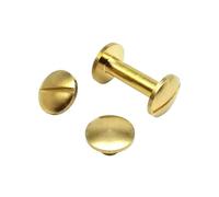 10pcs Solid Brass Copper Flat Round Head Stud Chicago Screw Rivet Post Nail For Leather Craft Wallet Bag Belt Strap Repair DIY(Cambered head,6mm)