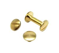 10pcs Solid Brass Copper Flat Round Head Stud Chicago Screw Rivet Post Nail For Leather Craft Wallet Bag Belt Strap Repair DIY(Cambered head,8mm)