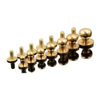 10pcs Solid Brass sam Brown Browne Button Screw Back Round Head Ball Post Studs Nail Rivets Leather Craft Accessory(12 x 10 x 12mm)