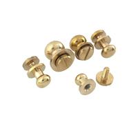 10pcs Solid Brass sam Brown Browne Button Screw Back Round Head Ball Post Studs Nail Rivets Leather Craft Accessories(8 x 5 x 8mm)