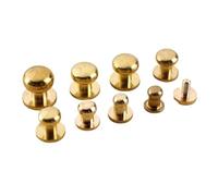 10pcs Solid Brass sam Brown Browne Button Screw Back Round Head Ball Post Studs Nail Rivets Leather Craft Accessory(10 x 9 x 10mm)