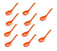 10Pcs Soup Spoon Ramen Noodle Soup Ladle Orange Soup Spoons Sturdy and Durable Asian Dinner Spoon Easy Clean Dishwasher Safe