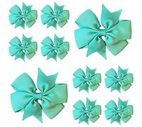 10pcs Spearmint Green Hair Bows Clips Slides Grips 3" inch Pinwheel Solid Vibrant Colour Girls Hairbows