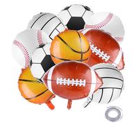 10Pcs Sports Birthday Party Decorations Set 18Inches, Basketball Soccer Baseball Football Volleyball Rugby Foil Balloons Making Arch, Fillable Party Balloons, Mylar Balloon for Sport Fans Kids Boys