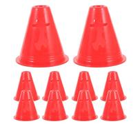 10Pcs Sports Training Cones 8x7.5x7.5cm PE Red Soccer Skating Markers | Stackable Flat Base, Wind Resistant Design, Smooth Finish, for Coaches Obstacle Courses and Rink Drills