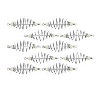 10pcs Spring Bait Cage Holder Stainless Steel for Carp Fishing Rigs | Explosion Hook Design, Integrated Bead Pendant, Coarse Fishing and Boat Use, Silver Finish