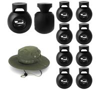 10Pcs Spring Toggles for Drawstrings Cord Locks,Black Plastic Toggles Set for Drawstrings Single Hole Cord Lock Oval Ends Stopper Fastener for Shoelaces Clothing Backpack Luggage