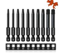 10PCS Square Drill Bit, 2.36" Magnetic Head Robertson Screwdriver, 1/4 Inch Hex Shank Square Bit Set Sizes #0,1,2,3 and #4, PREMIUM S2 Alloy Steel Robertson Driver Bits, Pocket Hole Screw Drill Bit