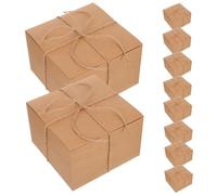 10pcs Square Gift Packaging Box 15x15x10cm Paper with Hemp Rope