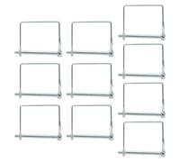 10pcs Square Shaft Locking Pin with Chain, Spring Steel Trailer Hitch | Silver Rustproof Finish, Thickened Square Pin Design, for Trailer Gates, Hinges, Farm Towing Use
