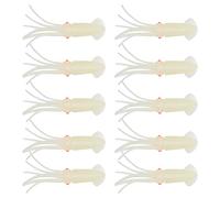 10Pcs Squid Fishing Lures Sturdy Glowing Luminous Lifelike Soft Silicone Bait with 3D Eyes Custom Scent Contracting Tentacles for Angler Gift