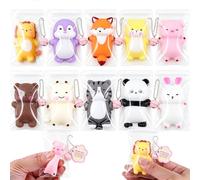 10Pcs Squishy Animals, Animal Squishies, Soft Sensory Items for Classroom Activities and Travel, Cute Animal Stress Relief, Lazy Animal Keychain Decorations