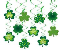 10Pcs St. Patrick's Day Decorations Hanging Swirl,Lucky Shamrock Hanging Ceiling Decorations Happy St. Patrick's Day Accessories Irish Hanging Garland Shamrock Swirl Decor
