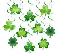 10pcs St. Patrick's Day Hanging Swirl Decorations Set Lucky Shamrock Green Swirl Garland for Irish Party Indoor Outdoor Home Decorations
