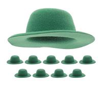 10pcs St Patrick's Green Felt Hat Hair Decoration for Party Costumes | Reusable Mini Headwear, Classic Pure Colour Design, Easy to Carry, Fits Hairpins and Headbands, Suitable for Photobooths