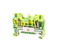 10Pcs ST2.5/4/6/10PE DIN Rail Earth Terminal Block, Yellow-Green Spring Clamp for Tool-Free Grounding(ST2.5 QUATTRO-PE)