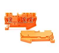 10Pcs ST2.5-TWIN Spring Terminal Block, Din Rail Mount 2.5mm² 28A 1-in-2-out Electrical Connectors for Industrial Control(ST-2.5-TWIN-ORANGE)
