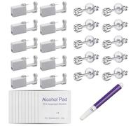 10PCS Stainless Ear Piercing Kit, Disposable Piercing Gun Set, Disposable Nose Piercing Kit, with Silver Plated Studs Alcohol Cotton and Pen, for Women Men DIY Ear Piercing Self-Use at Home, Silver