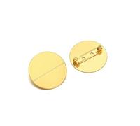 10pcs Stainless Steel 15mm 20mm Brooches Base Blank Tray Cabochon Cameo for DIY Jewelry Findings Clothes Decoration(Disc Gold 30mm)