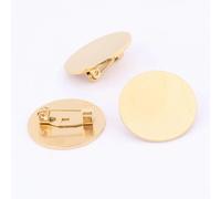 10pcs Stainless Steel 20mm Circle Plate Brooch Base Blanks Gold Plated DIY Bezel for Cameo Brooches Making Supplies(Gold Plated)