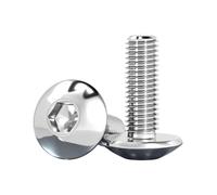 10pcs Stainless Steel Big Flat Round Head Inner Hexagon Screw Bolt M6 6mm M5 5mm For Motorcycle Scooter ATV Moped Plastic Cover(M6x30)