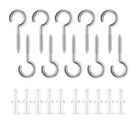 10PCS Stainless Steel Cup Hooks Screws Cup Hooks Self-Tapping Hooks Screw-in Eye Ceiling Hook Holder with 10PCS Expansion Tubes for Wood Wall Garden Chandeliers DIY Handicrafts Outdoors (3*40MM)