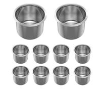 10Pcs Stainless Steel Drop In Drink Cup Holder, Resists Rust, Cracks, Deformation, Bar Cup Holder Insert, Poker Table Cups Caddy for Casino Desk Car Boat Sofa(silver-10-6.8 * 5.5CM)